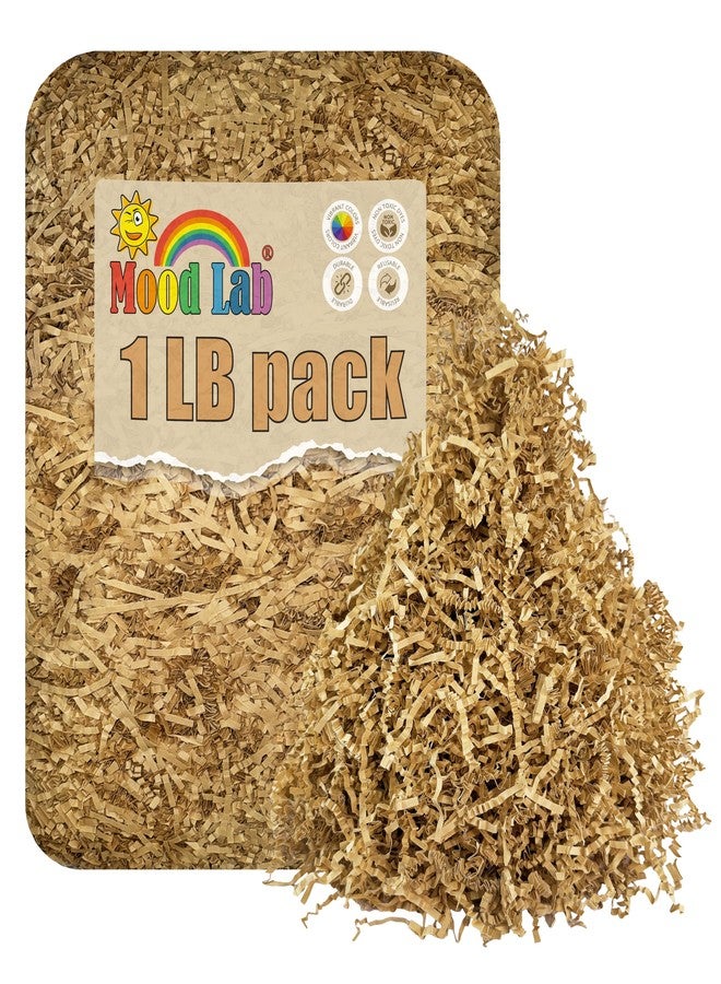 Mood Lab Crinkle Cut Paper Shred Filler - 1 LB Brown - Shredded Cut Paper for Basket Filling and Gift Box Kraft Wrapping Paper - Image 1